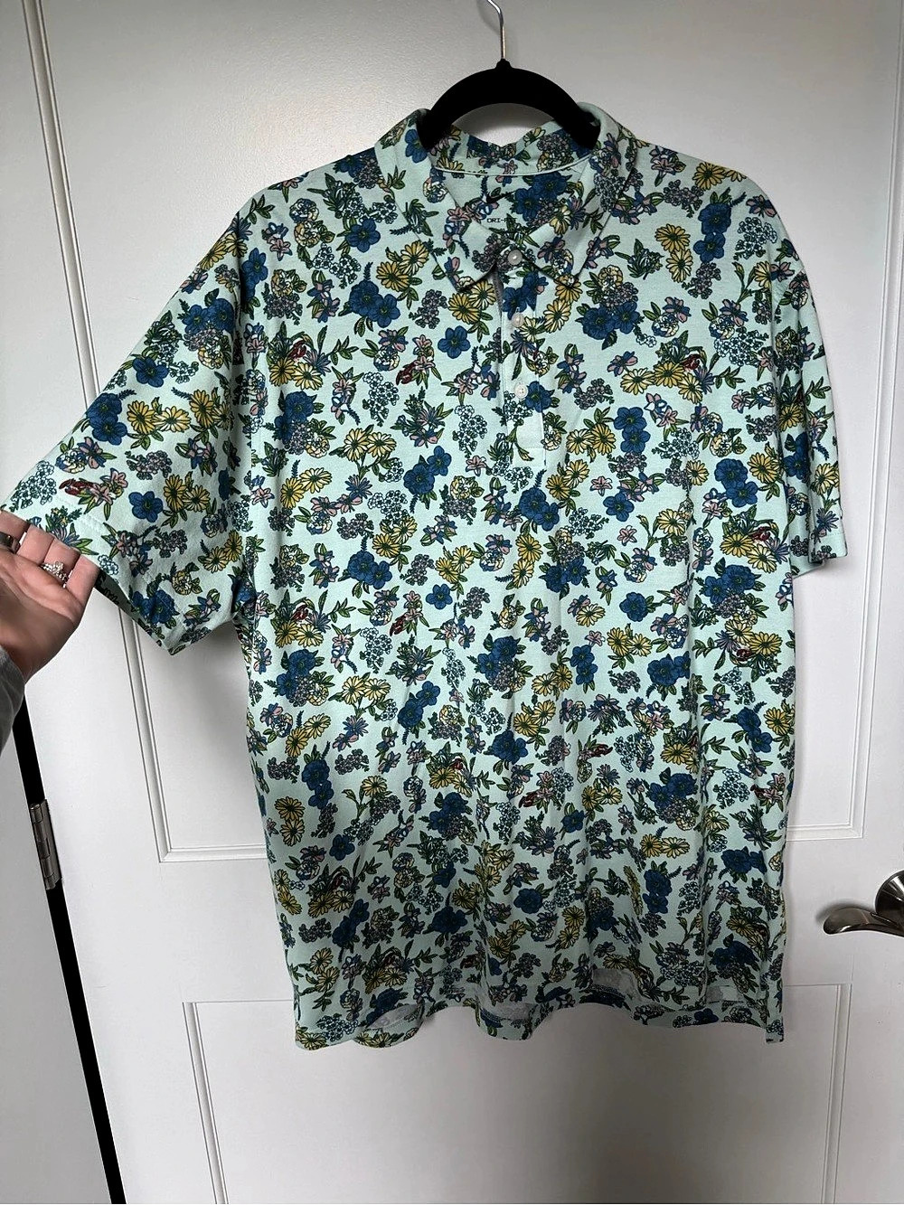 NWOT Nike Floral Men’s Golf Polo Shirt in Blue & Green - XL